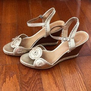 Jack Rogers Gold Wedge Sandals